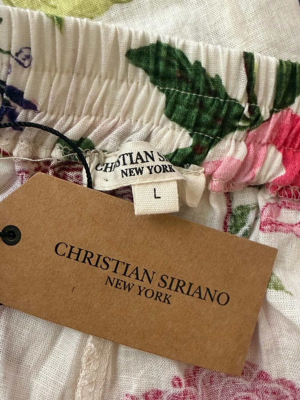 CHRISTIAN SIRIANO Linen Blend Floral Pants Size L NEW - Picture 5 of 6